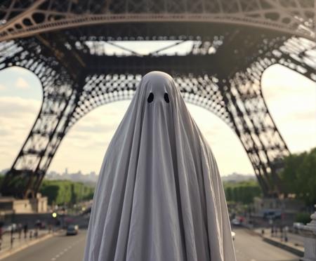 03123-637270154-sheetghost person hanging over the top of the Eiffel Tower. _lora_2023-08-27 - SDXL Merge - Sheetghost merge then back to base _.png